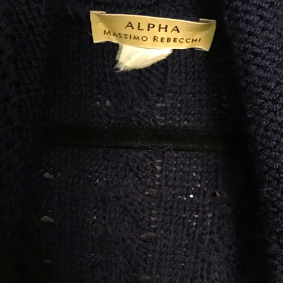 Navy cardigan woman’s, medium 40 inch length. Designer: Alpha Massimo Rebecchi - Picture 2 of 4